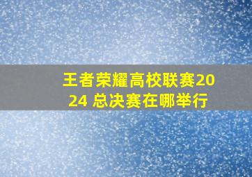 王者荣耀高校联赛2024 总决赛在哪举行